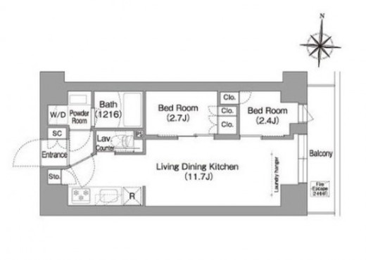 コンフォリア・リヴ南品川　702号室　間取り