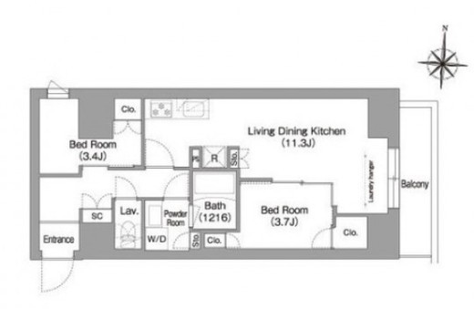 コンフォリア・リヴ南品川　804号室　間取り