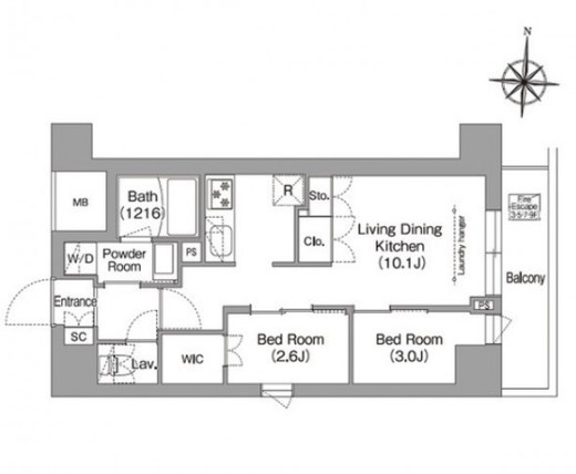 コンフォリア・リヴ南品川　1001号室　間取り