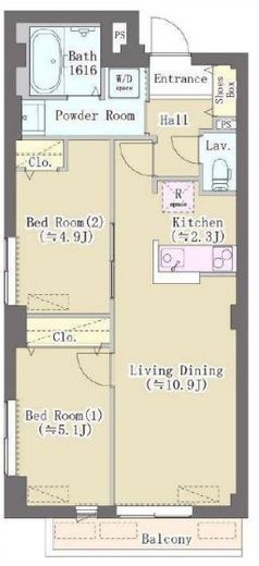 HILL TOP RESIDENCE OSAKI　201号室　間取り