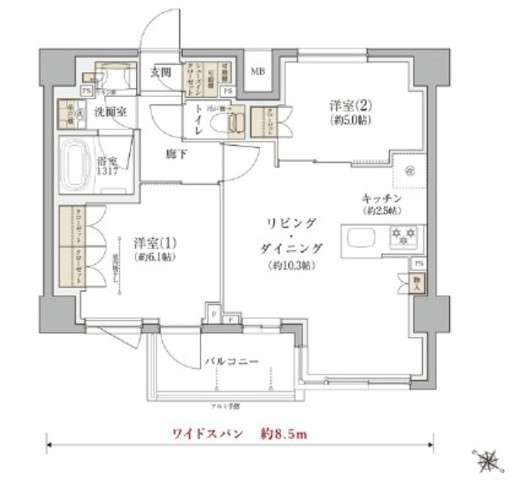 TENAS千歳船橋　303号室　間取り