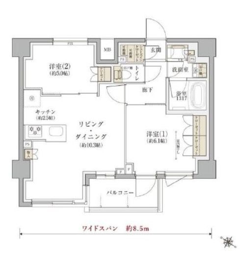 TENAS千歳船橋　302号室　間取り