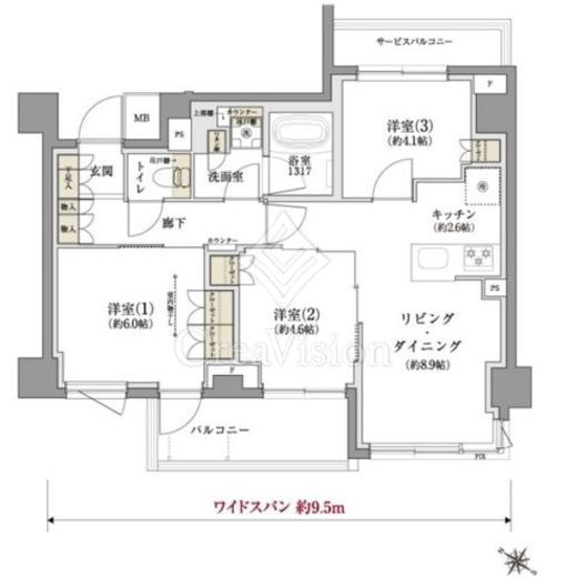 TENAS千歳船橋　301号室　間取り