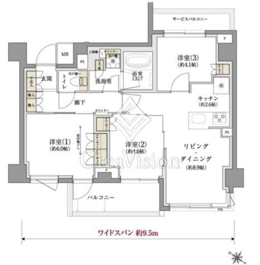 TENAS千歳船橋　101号室　間取り