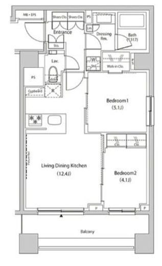 ザ・パークハビオ目黒プレイス　806号室　間取り