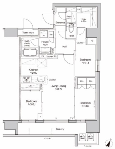プラウドフラット大井町　1502号室　間取り