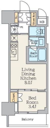 クレストコート池上　902号室　間取り