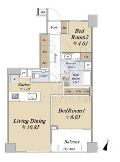 アトラスシティ千歳烏山グランスイート杜の棟　3F1号室　間取り