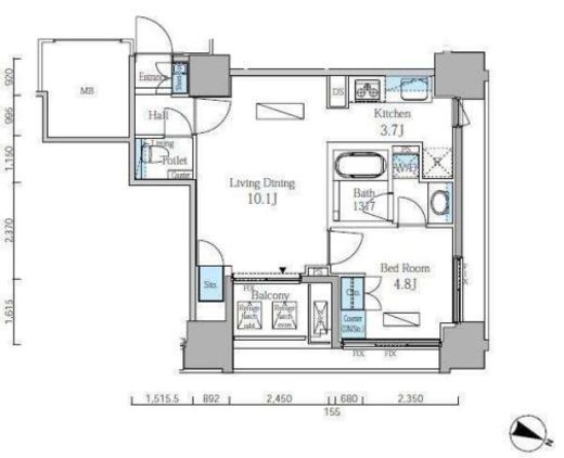 富ヶ谷スプリングス　604号室　間取り