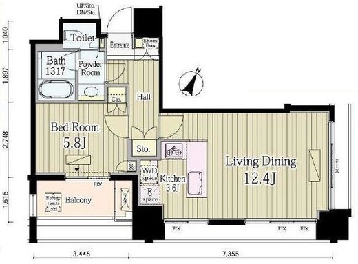 富ヶ谷スプリングス　806号室　間取り