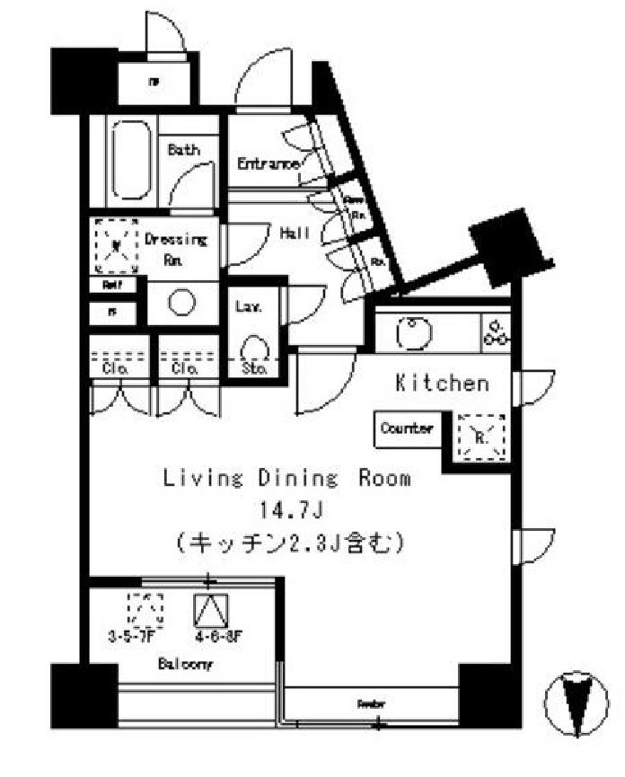 パークアクシス麻布仙台坂　803号室　間取り