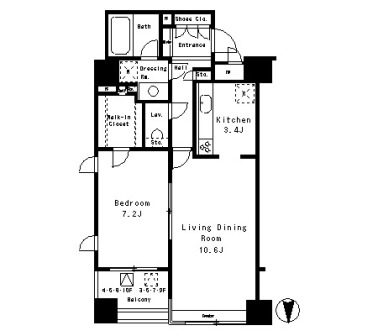 パークアクシス麻布仙台坂　801号室　間取り