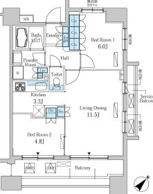パークアクシス幡ヶ谷　804号室　間取り