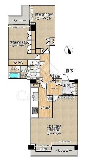 パークハウス西麻布　5F1号室　間取り