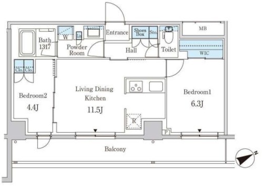 パークアクシス下北沢　609号室　間取り