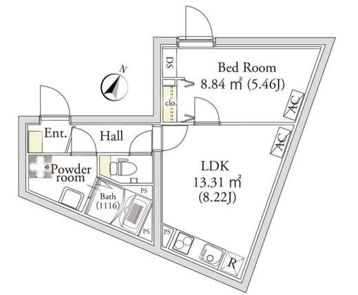 カーサフェリーチェ自由が丘　102号室　間取り