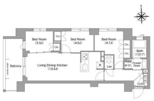 コンフォリア・リヴ大森西　108号室　間取り