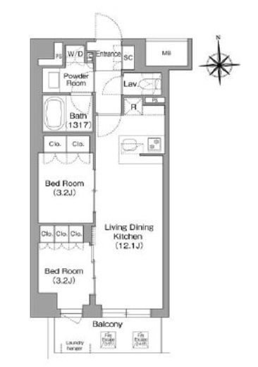 コンフォリア・リヴ大森西　221号室　間取り