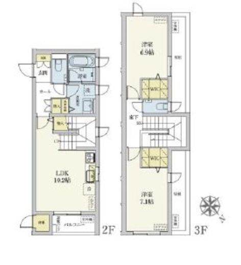 カスタリア旗の台　205号室　間取り