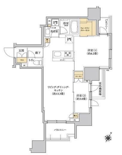 グレーシアフィット三軒茶屋　1202号室　間取り