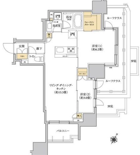 グレーシアフィット三軒茶屋　702号室　間取り
