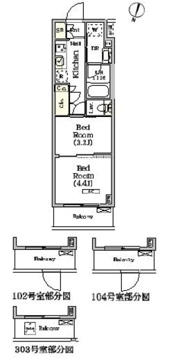 ARKMARK世田谷砧 (アークマーク世田谷砧)　205号室　間取り