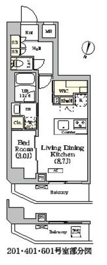 ARKMARK世田谷砧 (アークマーク世田谷砧)　601号室　間取り