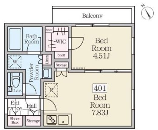 Reve Residence 三軒茶屋 (レーヴレジデンス三軒茶屋)　401号室　間取り