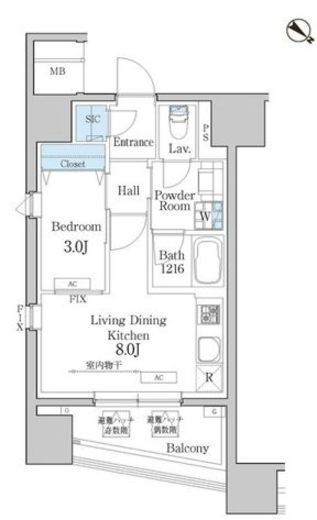 デュオフラッツ池尻大橋　302号室　間取り