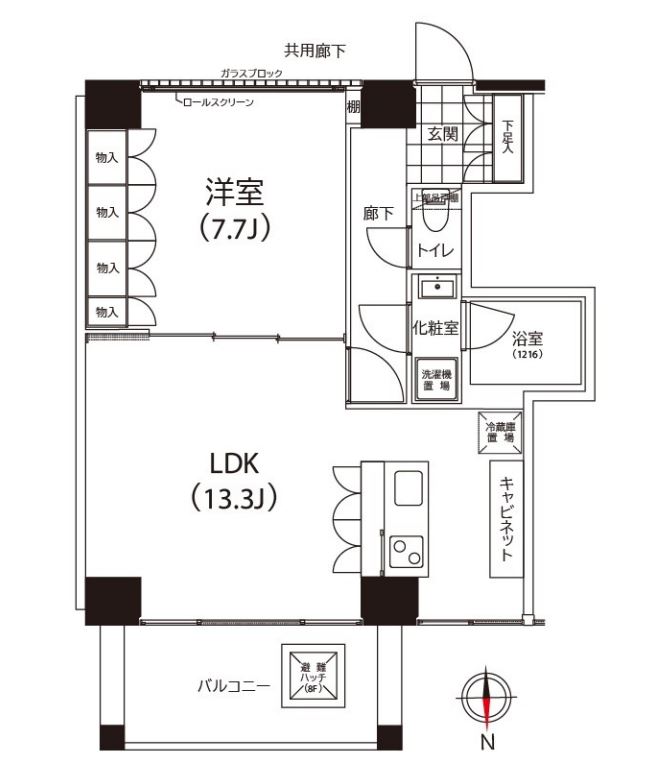 クイズ恵比寿　808号室　間取り