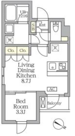 アジールコート三宿テラス　216号室　間取り