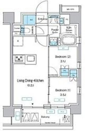 プレディアコート三軒茶屋　502号室　間取り