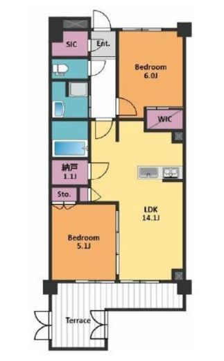 アトラスシティ千歳烏山グランスイート風ノ棟　109号室　間取り