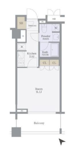 シティインデックス三田伊皿子坂　520号室　間取り