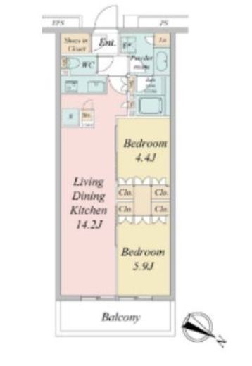 ブランシエスタ目黒中央町　414号室　間取り