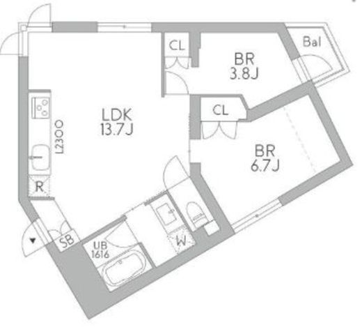 GranDuo梅ヶ丘　401号室　間取り