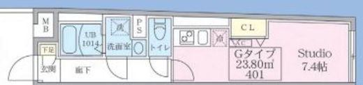 スカイコートリュクス品川大崎　401号室　間取り