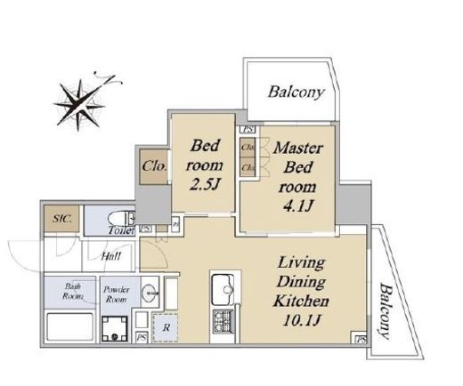 クレストコート旗の台　104号室　間取り