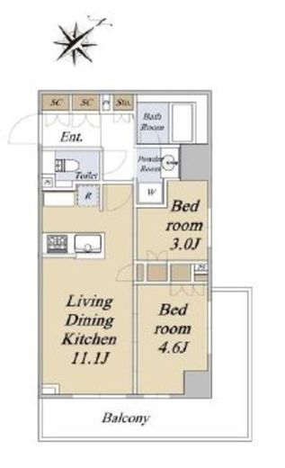 クレストコート旗の台　206号室　間取り