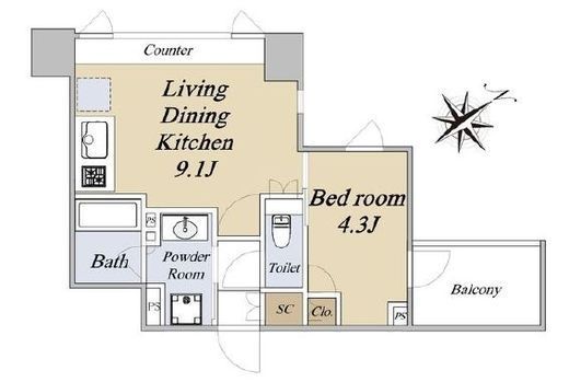 クレストコート旗の台　207号室　間取り