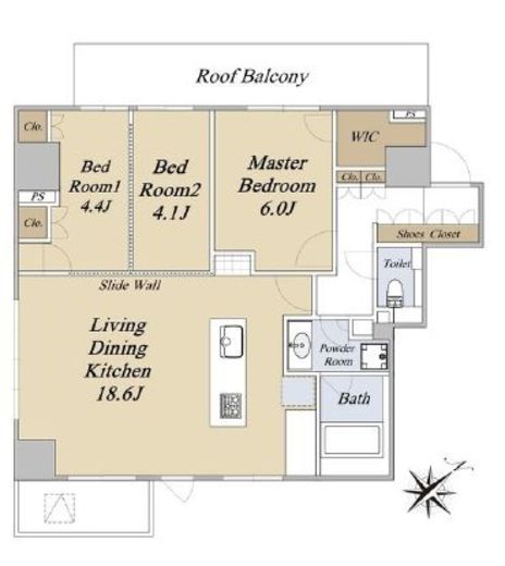 クレストコート旗の台　503号室　間取り