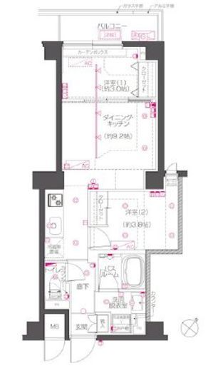 ZOOM下丸子　207号室　間取り