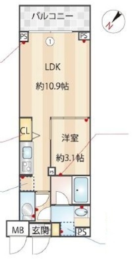 ZOOM下丸子　303号室　間取り