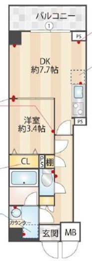 ZOOM下丸子　402号室　間取り