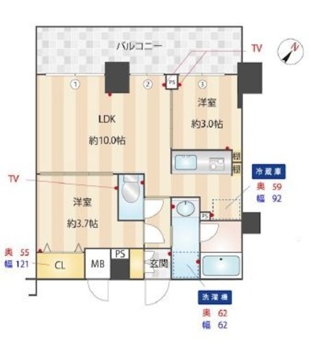 ZOOM下丸子　407号室　間取り