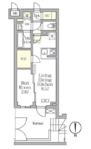 アジールコート都立大学　102号室　間取り