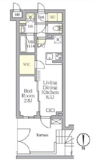 アジールコート都立大学　105号室　間取り