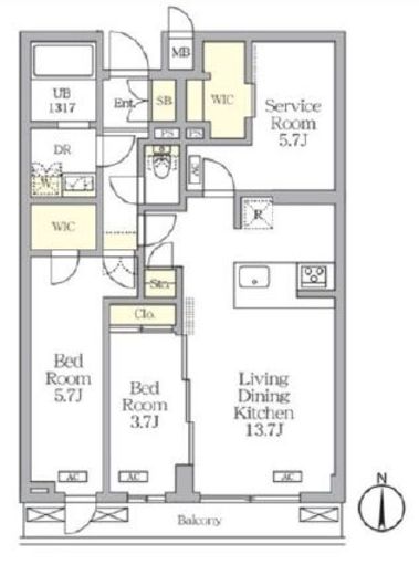 アジールコート都立大学　402号室　間取り
