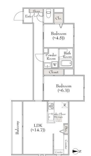 ベレオ三軒茶屋　105号室　間取り