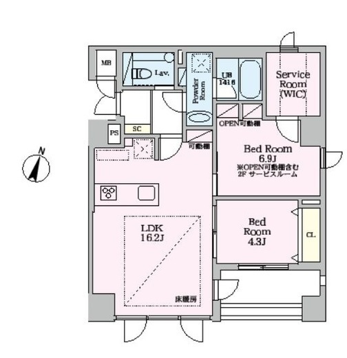 SELENE御殿山　401号室　間取り